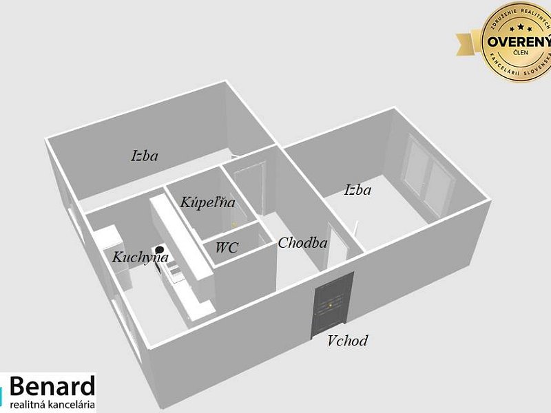 2 IZBOVÝ BYT, 59m2, PREŠOV, MIRKA NEŠPORA.
