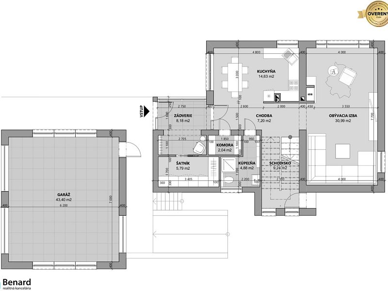 NA PREDAJ 5 IZBOVÝ RODINNÝ DOM, 3 PODLAŽNÝ, POZEMOK 1083m2;