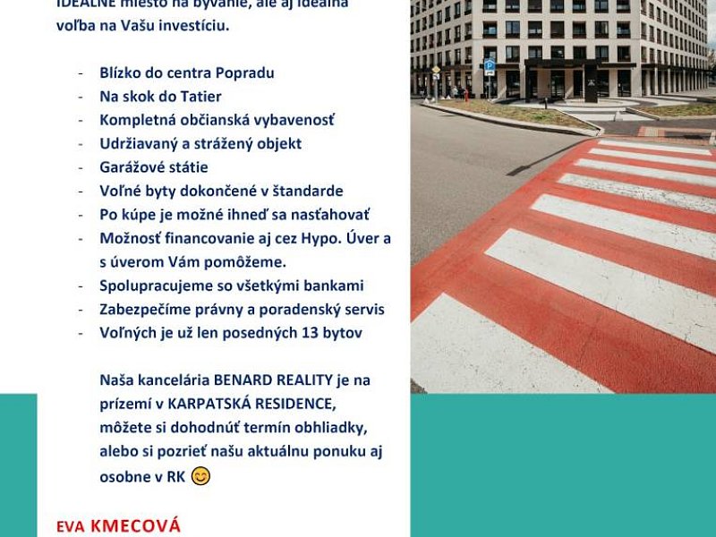 NA PREDAJ POSLEDNÉ 3 IZBOVÉ BYTY, KARPATSKÁ RESIDENCE, POPRAD 