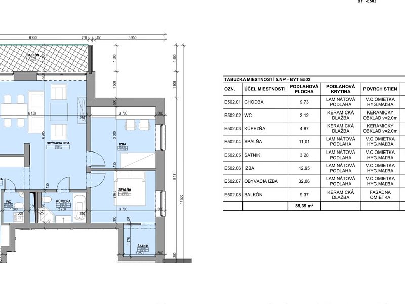 NAD KOVANCOM 3 IZBOVÝ BYT, 5. NP, 85,39m2;REZERVOVANÉ;