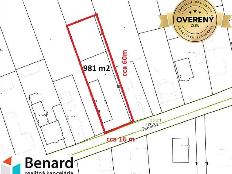 POZEMOK SO STARŠÍM RD, DRIENOV, UL. TEHELNÁ, 981 M2,