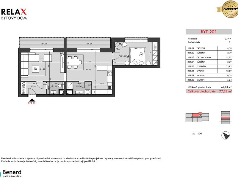 BD – RELAX; 1,5 IZBOVÝ BYT; 2.NP; 46,33m2;PREDANÉ;